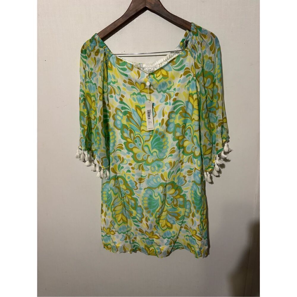 Brand New Trina Turk Women’s XS Amaris Off the Shoulder Clearwater Multi Dress